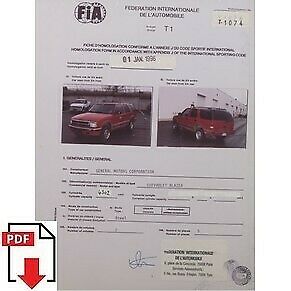 1996 Chevrolet Blazer FIA homologation form PDF download
